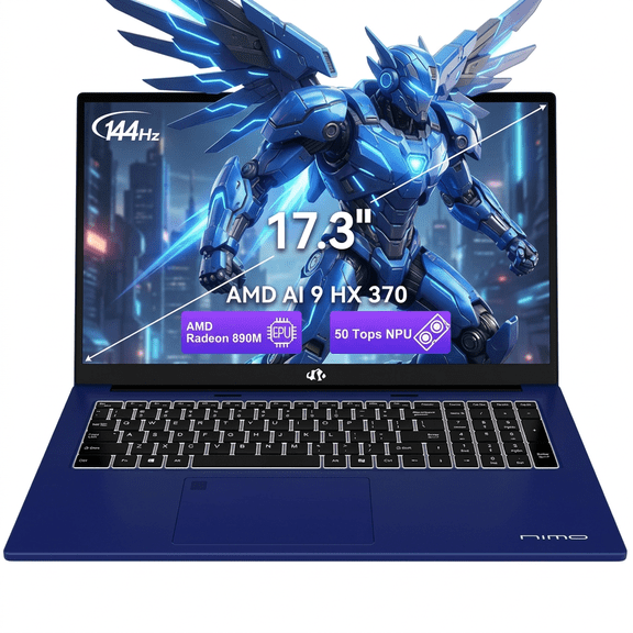 17.3" FHD 144Hz Professional Laptop - AMD Ryzen AI 370 16GB DDR5 RAM 1TB SSD (50 TOPS NPU) with AMD Radeon 890M Graphics, USB 4.0 eGPU Support, 100W PD Charging, Local AI Workstation