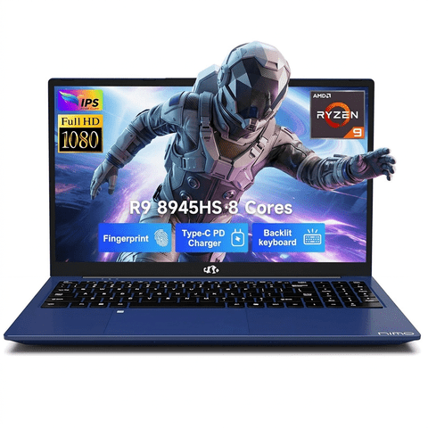17.3" Gaming Laptop 16GB RAM 1TB SSD AMD Ryzen 9 8945HS (Beat i9-13900H) AMD Radeon 780M GPU-Computer with 100W Type-C AI-Enhanced for Copilot VR Ready Backlit Keyboard Fingerprint Blue