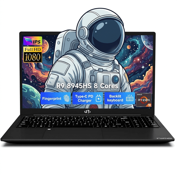 17.3" Gaming Laptop 64GB DDR5 RAM 1TB SSD Ryzen 9 8945HS (Outperforms i9-13900H) AMD Radeon 780M GPU-Computer with 100W Type-C AI-Enhanced Copilot VR Ready Backlit Keyboard Fingerprint Black