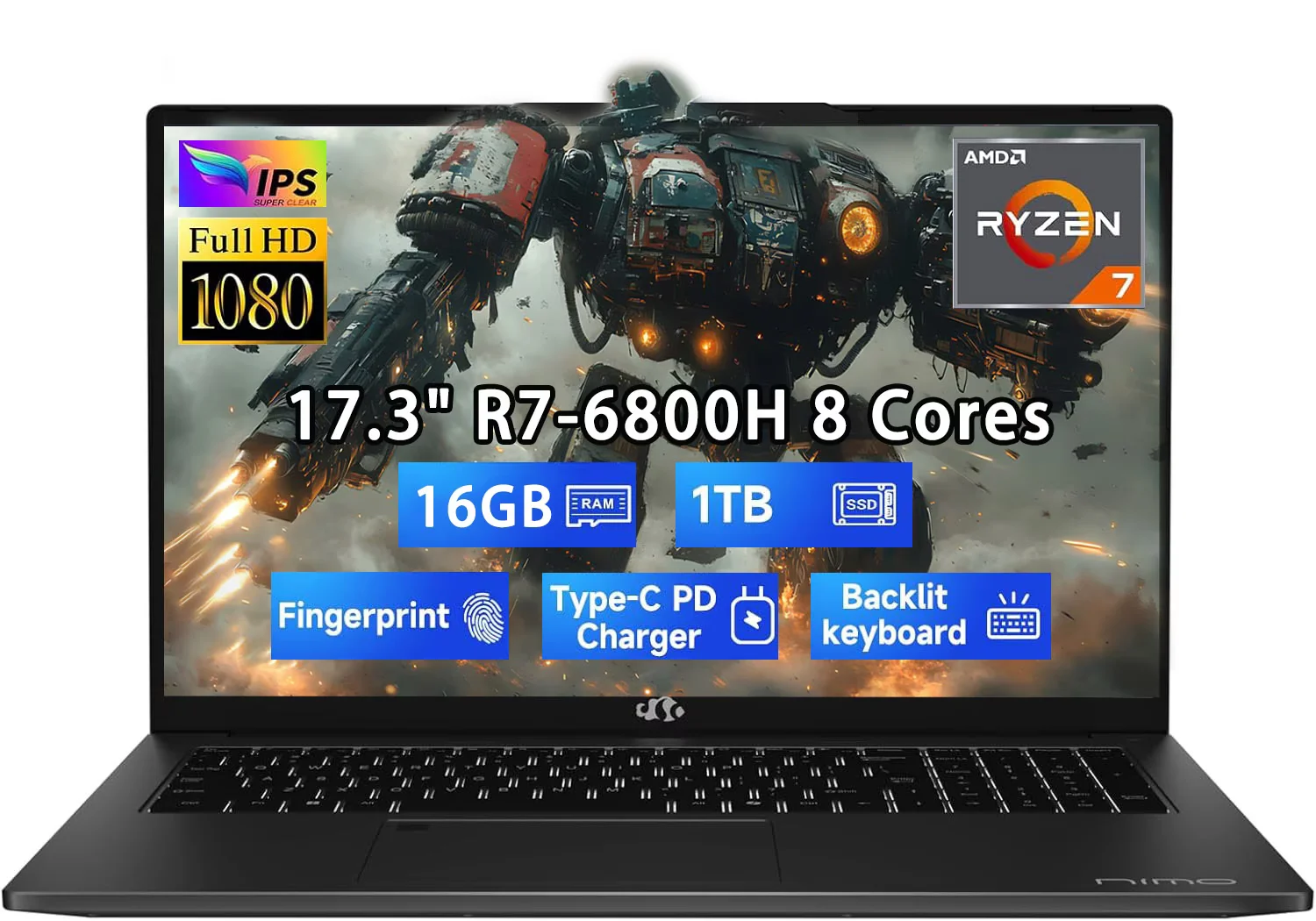 17 3 Gaming Laptop AMD Ryzen 7 6800H 8 Core Up To 4 7GHz Beats I7 