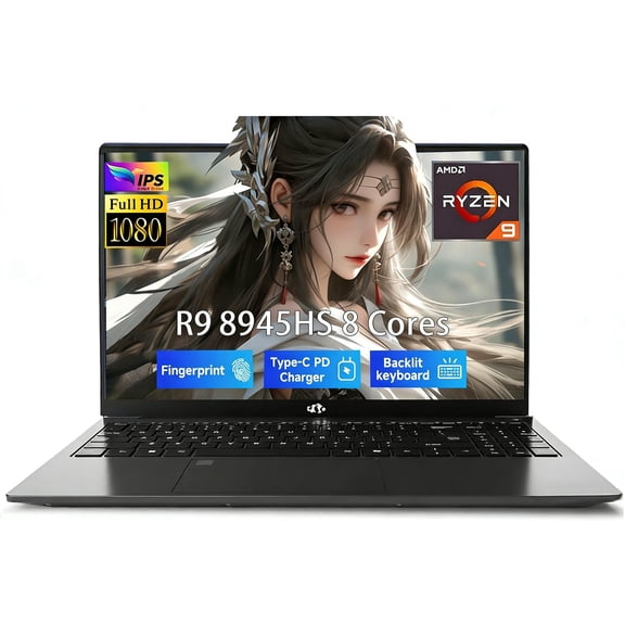 17.3" Gaming Laptop: AMD Ryzen 9 8945HS (Beats i9-13900H, Up to 5.2GHz). Featuring Radeon 780M Graphics, 16GB RAM, 1TB SSD, 100W PD, and AI-Enhanced for Copilot & VR