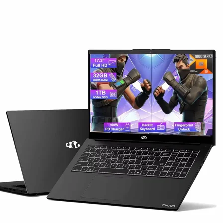 17.3 Gaming-Laptop Ryzen 9 8945HS (>i9-13900H) 32GB RAM, 1TB SSD, Radeon 780M, PD 100W USB-C 4.0 AI-Enhanced for Copilot VR Ready, Backlit KB Fingerprint Unlock, Gaming Student Office Business