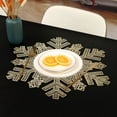 thumbnail image 1 of 17.3" Gold Snowflake Placemats - PVC Round Holiday/Wedding Table Decor (Set of 1, Wipeable & Heat-Resistant), 1 of 6