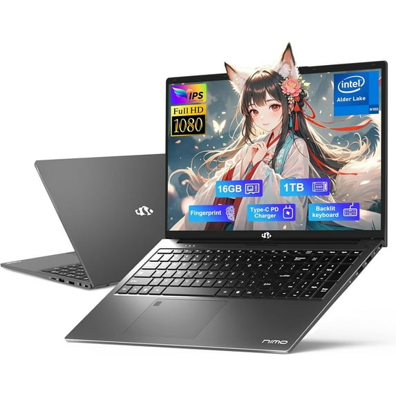 17.3" HD Windows 11 Laptop Computer Conference camera Intel N100 16GB RAM 1TB SSD Support Backlit Keyboard 65W Type-C interface Fingerprint, BT 5.2
