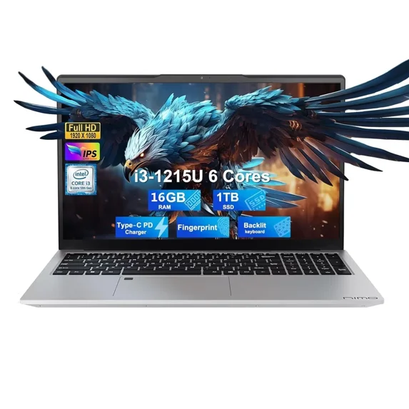 17.3" IPS FHD Business Laptop, Intel 6 Core i3-1215U 16GB RAM 1TB SSD (Beat i5-1135G7, Up to 4.4GHz) Laptop-Computer with Fingerprint Backlit Keyboard 65W Type C Wi-Fi 6 Win 11 (Silver)