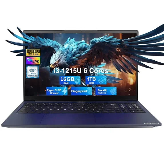 17.3" IPS FHD Business Laptop, Intel 6 Core i3-1215U 16GB RAM 1TB SSD (Beat i5-1135G7, Up to 4.4GHz) Laptop-Computer with Fingerprint Backlit Keyboard 65W Type C Wi-Fi 6 Win 11 (Blue)