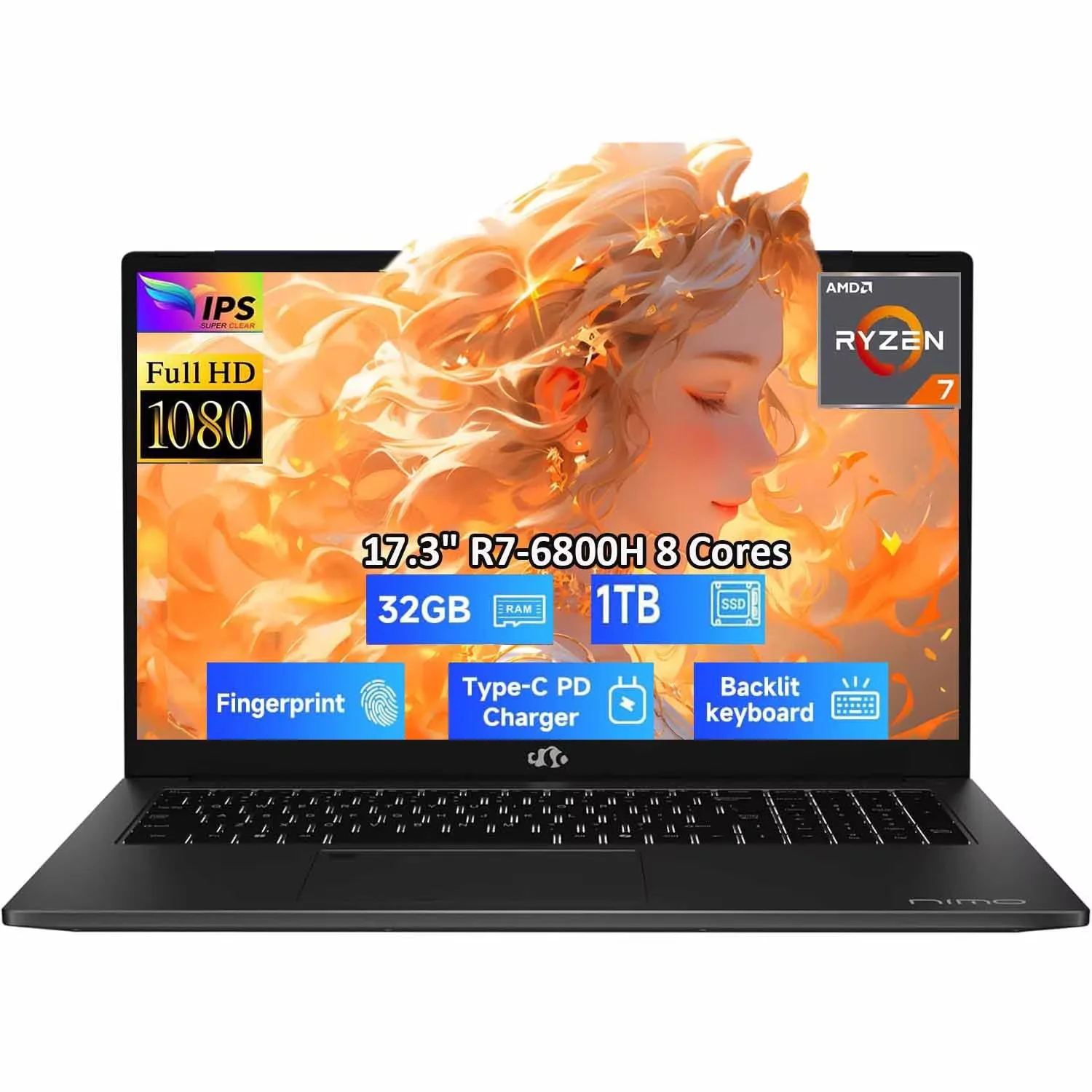 17.3" IPS FHD-Gaming-Laptop, 8 Cores AMD Ryzen 7 6800H 32GB DDR5 RAM ...