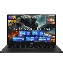 17.3" IPS FHD-Gaming-Laptop, AMD Ryzen 7 6800H 32GB DDR5 RAM 1TB SSD (Beat i7-12700H Up to 4.7GHz) AMD Radeon 680M GPU-Computer with 100W Type-C Backlit Keyboard Fingerprint