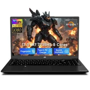 17.3 IPS FHD Gaming Laptop AMD Ryzen 7 7735HS 16GB DDR5 RAM 256GB SSD Up to 4.75GHz, Beat i7-12650H with Radeon 680M Graphics 180 Hinge Dual-Fan Cooling