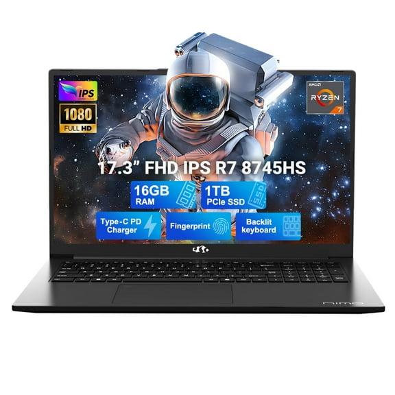 17.3" IPS FHD-Gaming-Laptop, AMD Ryzen 7 8745HS 16GB DDR5 RAM 1TB SSD (8C/16T, up to 4.9GHz) Radeon 780M Graphics Business Computer with 100W Type-C Backlit Keyboard, Fingerprint USB-C 4.0