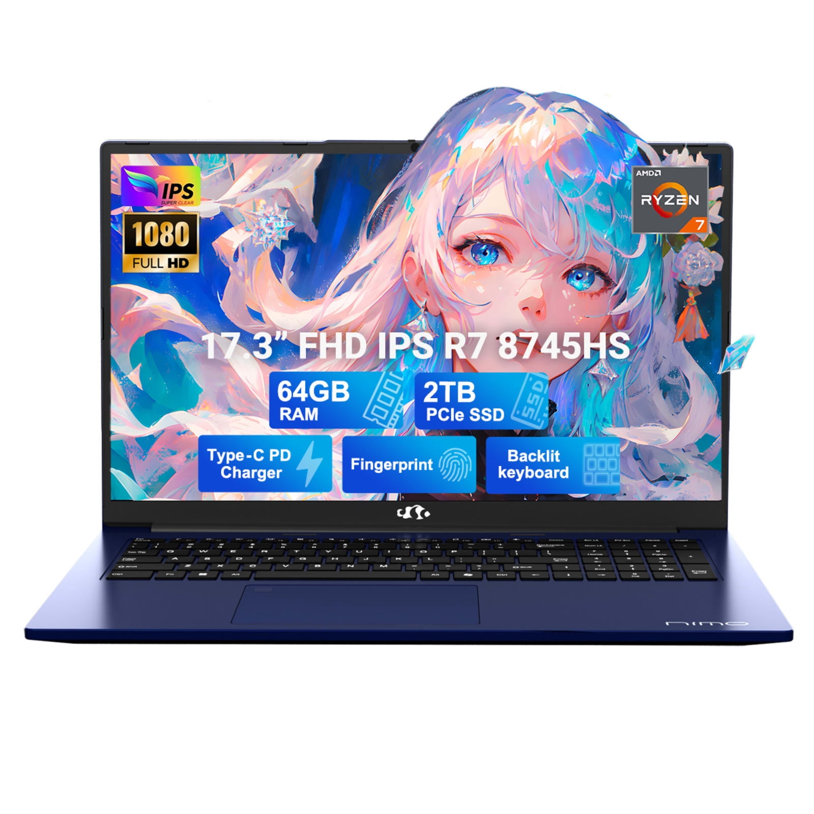 17.3" IPS FHD-Gaming-Laptop, AMD Ryzen 7 8745HS 64GB DDR5 RAM 2TB SSD ...