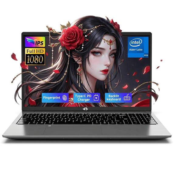 17.3" IPS FHD Laptop - 16GB RAM 256GB SSD Intel Pentium N100 (Beat i3-1115G4, 4 Cores Up to 3.4GHz) with Wi-Fi 6 Backlit Keyboard Fingerprint Reader 65W Type-C Gray