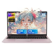17.3"Laptop-Computer 32GB RAM 2TB SSD Pink Student-Laptop 2025 Newest,Intel 6 Cores i3-1215U(Up to 4.40 GHz),Busines-Laptop with Backlit Keyboard Fingerprint 2 Years Warranty
