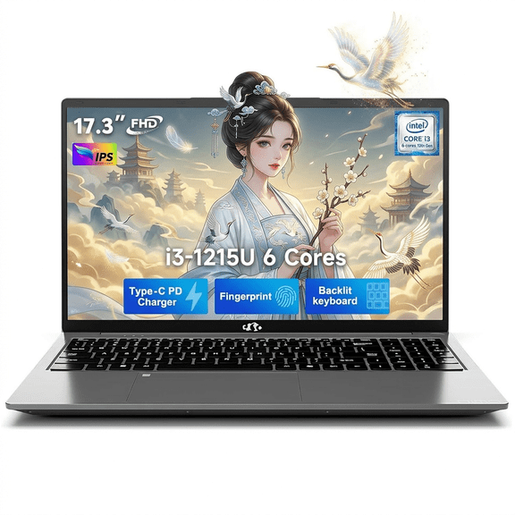 17.3" IPS FHD Laptop 8GB RAM 256GB SSD Intel Core i3-1215U Processor (Beats i5-1135G7 )Computer with Windows 11Wi-Fi 6 Backlit Keyboard Fingerprint USB-C 65W Fast Charge Bluetooth 5.2 RoseGold