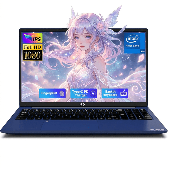 17.3" IPS FHD Laptop-Computer - 16GB RAM 1TB SSD Intel Pentium N100 (Beat i3-1115G4, 4 Cores Up to 3.4GHz) with Backlit Keyboard Fingerprint 65W Type-C Wi-Fi 6 BT5.2 Blue