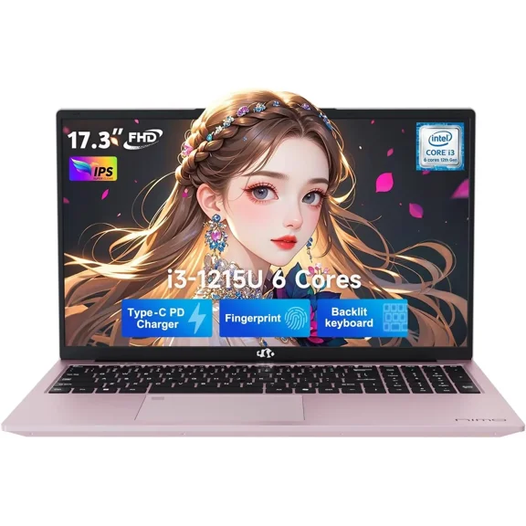 17.3" IPS FHD-Laptop, Intel 6 Cores I3-1215U 32GB RAM 2TB SSD (Beat R5 7520U, Up to 4.4GHz) Student-Computer with 65W Type C Backlit Keyboard Fingerprint, for Home and Business