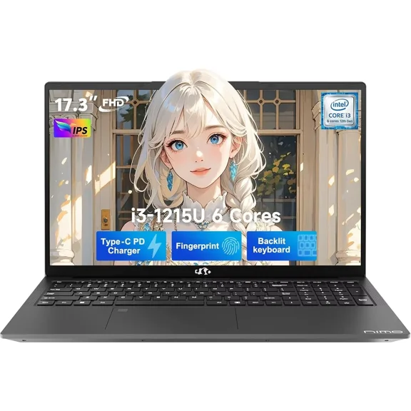 17.3" IPS FHD-Laptop, Intel 6 Cores I3-1215U 32GB RAM 2TB SSD (Beat R5 7520U, Up to 4.4GHz) Student-Computer with 65W Type C Backlit Keyboard Fingerprint, for Home and Business