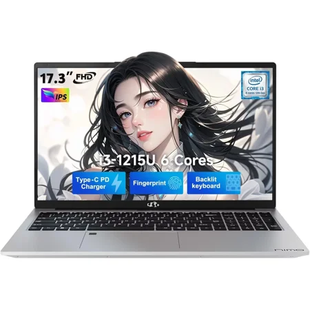 17.3" IPS FHD-Laptop, Intel 6 Cores I3-1215U 8GB RAM 256GB SSD (Beat R5 7520U, Up to 4.4GHz) Student-Computer with 65W Type C Backlit Keyboard Fingerprint, for Home and Business