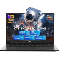 17.3" IPS FHD New Gaming Laptop, AMD Ryzen 7 8745HS 32GB DDR5 RAM 1TB SSD ( up to 4.9GHz) Radeon 780M Graphics Business Computer with 100W Type-C Backlit Keyboard, Fingerprint USB-C 4.0