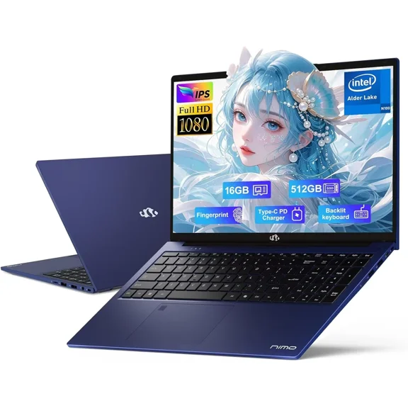 17.3" IPS FHD-Student-Laptop- 16GB RAM 512GB SSD, Intel Pentium 4 Cores N100(Beat i3-1115G4, Up to 3.4GHz) Computer with 65W Type-C 2 Years Warranty Fingerprint Backlit Keyboard Wi-Fi 6 BT5.2