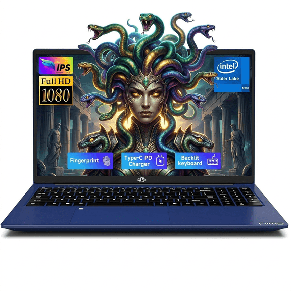 17.3" IPS FHD Student Laptop Computer 4GB RAM 128GB SSD Intel Pentium N100 4-Core Processor (Beat i3-1115G4, Up to 3.4GHz) with 65W Type-C 180°Viewing Fingerprint Backlit Keyboard Wi-Fi 6 BT5.2 Blue