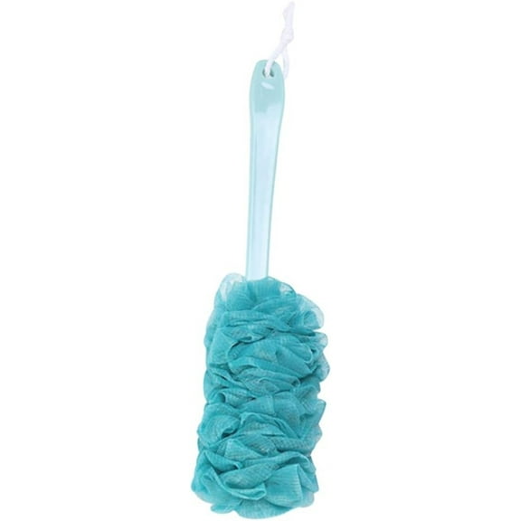 17.3 In Blue Bathing Accessories,Loofah on a Stick for Men Women,Loofah Sponge Brush,Shower Brush with Long Handle for Women,Men