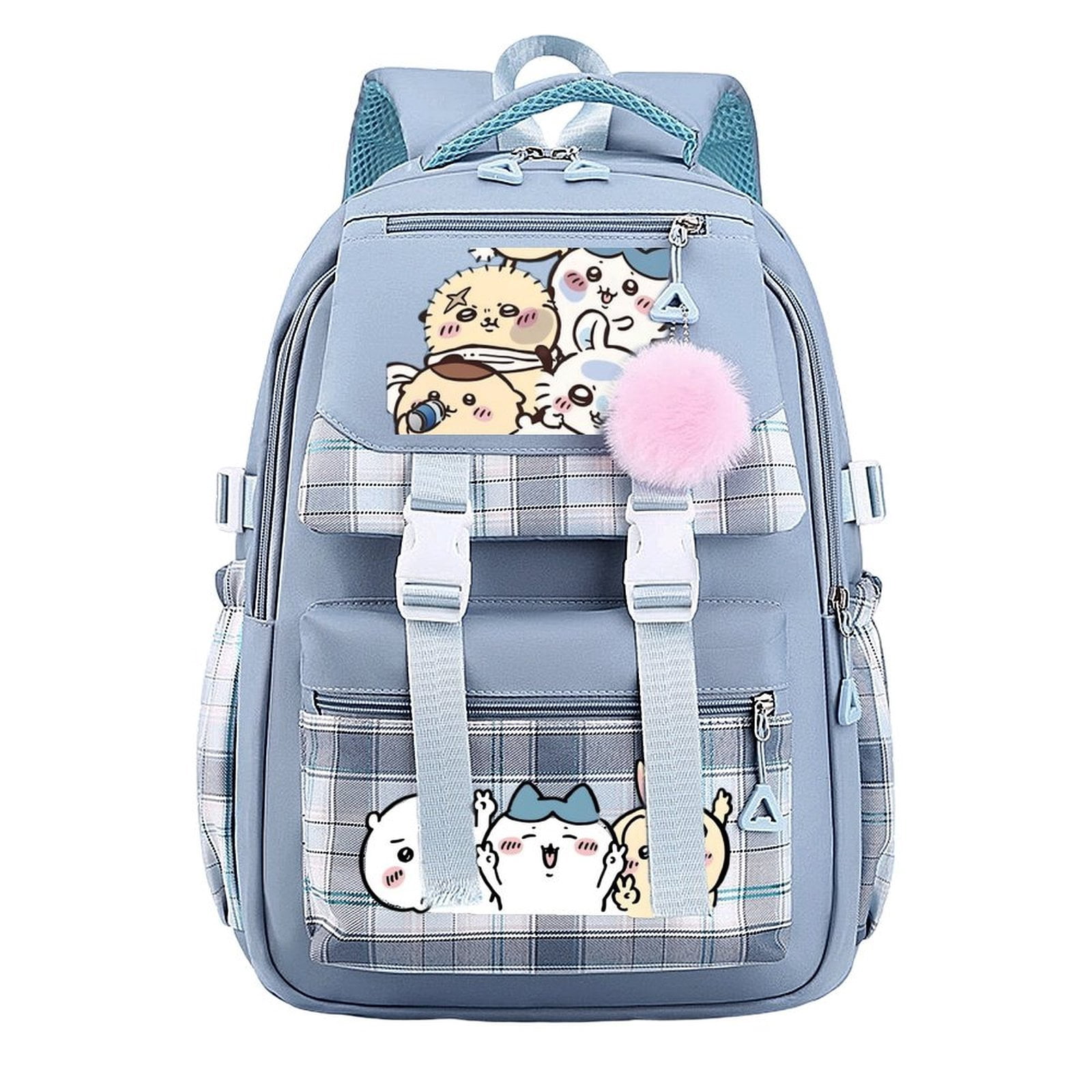 17.3 Inch Anime Chiikawa Backpack Cartoon Hachiware Plaid Bookbag ...