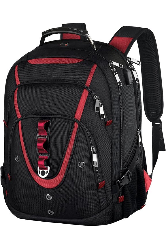 17.3 Laptop Backpack, Travel laptop Backpack with Rain Cover, TSA Friendly Flight Approved with RFID Anti Pocket and USB Charger Port, Water Resistant College Bag for Men and Women