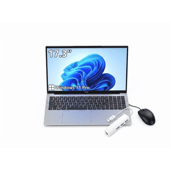 17.3" Laptop PC, Intel N150, 16GB RAM, 1TB SSD, Windows 11 Pro, with Mouse & USB HUB Bundle