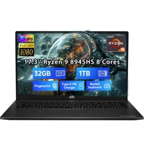 17.3 New Gaming Laptop Ryzen 9 8945HS ( Up to 5.2GHz) 32GB RAM, 1TB SSD, Radeon 780M, PD 100W Type-C AI-Enhanced for Copilot VR Ready, Backlit Keyboard, Fingerprint, 75W Battery