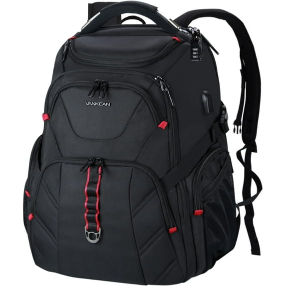 17.3'' Travel Laptop Backpack TSA Friendly, Water Resistant Anti Theft Extra Large College Backpacks with RFID Pockets, USB Port for Men Women Business Work Bag, Black