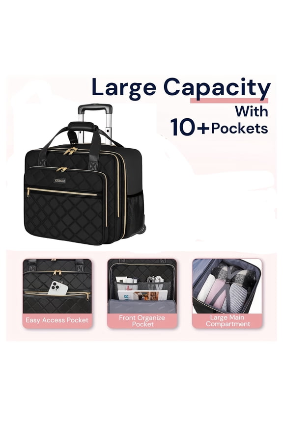 17.3-inch Rolling Laptop Bag Women, Rolling Briefcase For Women, Laptop Bag With Wheels, Rolling Computer Bag, Laptop Case For Work Travel College Business, Perfect Valentine'S Day Gift