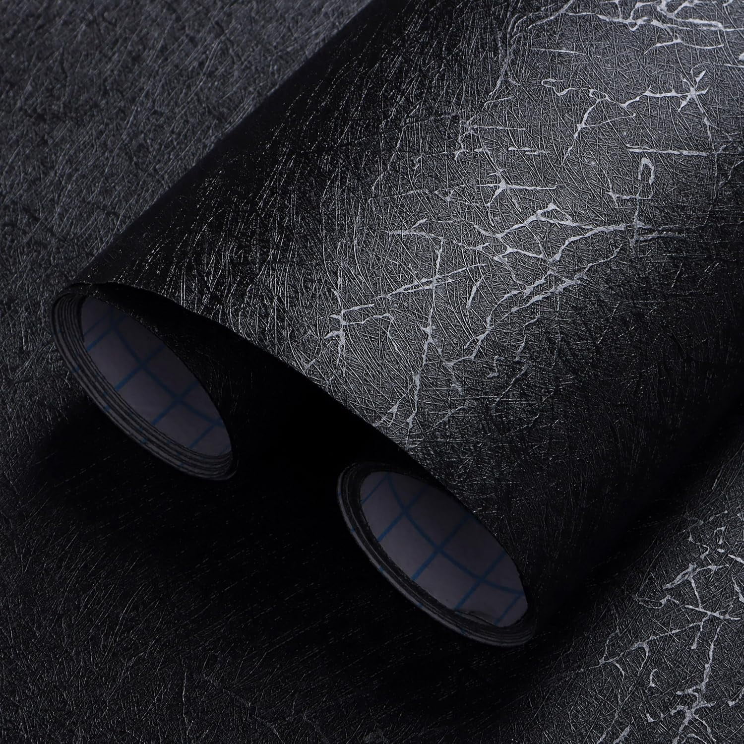 17.3 inch X 393 inch Peel and Stick Wallpaper Black Silk Textured Wallpaper Modern Solid Color Wall Paper Removable Contact Paper for Walls Vinyl Rolls