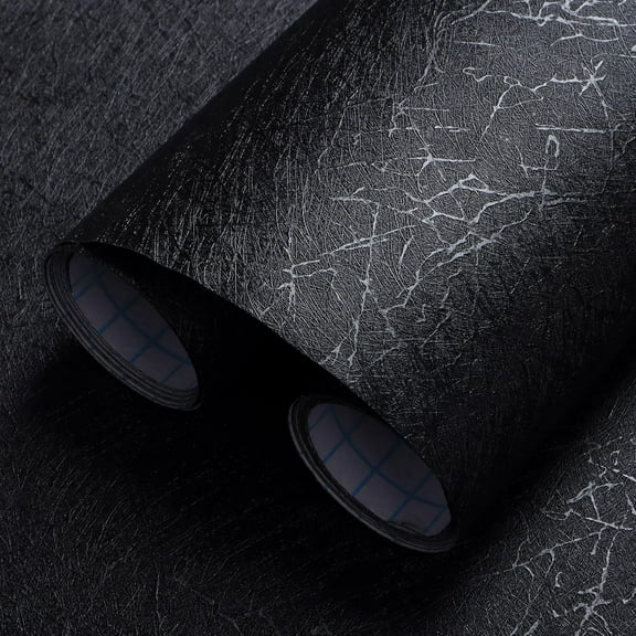 17.3 inch X 393 inch Peel and Stick Wallpaper Black Silk Textured Wallpaper Modern Solid Color Wall Paper Removable Contact Paper for Walls Vinyl Rolls