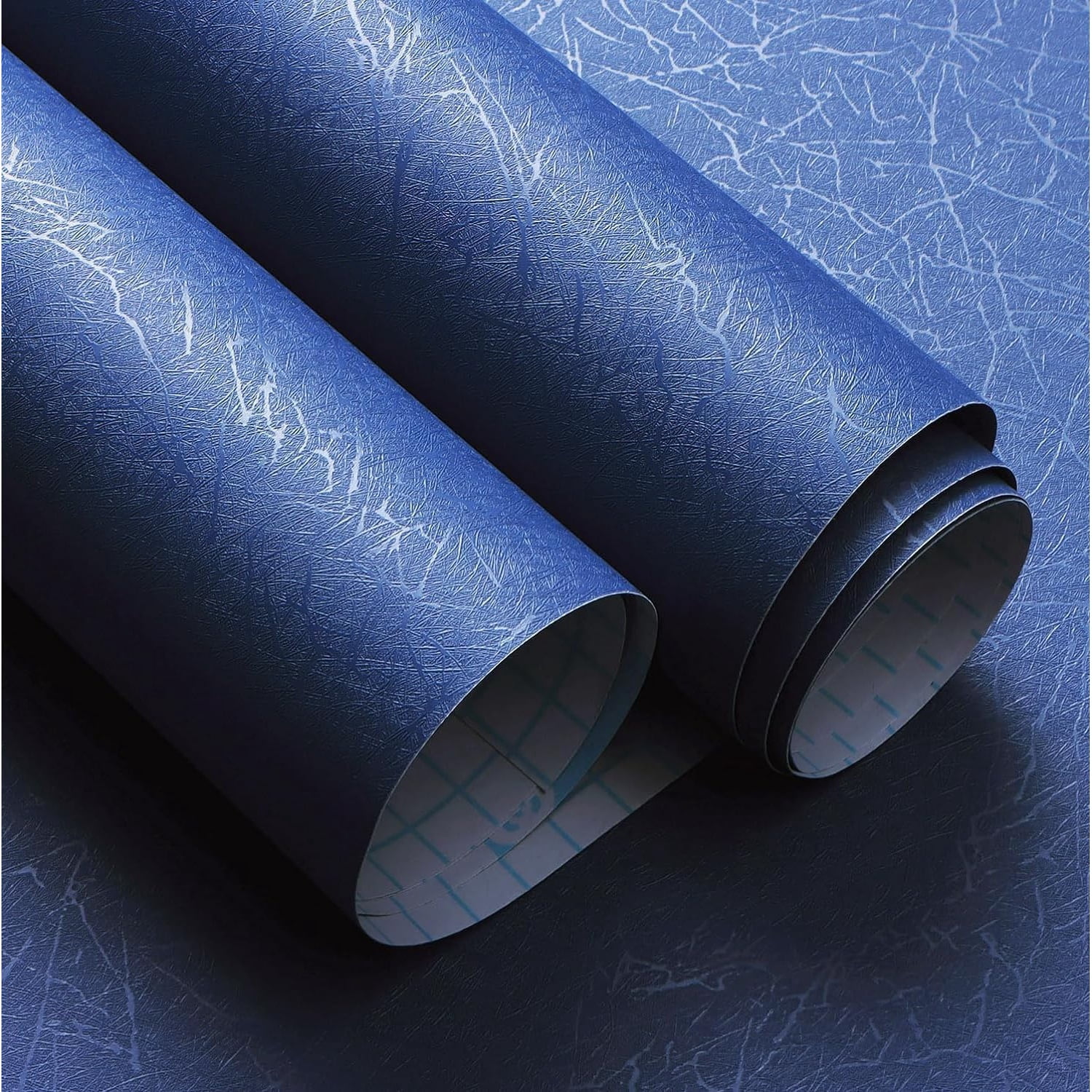 17.3 inch X 590 inch Wallpaper Blue Textured Wallpaper Peel and Stick Modern Solid Color Wall Paper Removable Contact Paper for Walls Vinyl Rolls
