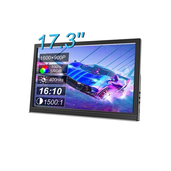 17.3 Inch Non-Touch Portable Monitor, 1600x900 HD Resolution, External Second Monitor for Laptop, PC, Phone, Gaming Devices