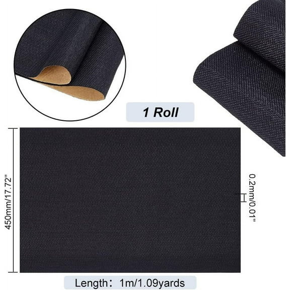 17"39" Linen Fabric Patches Black Self-Adhesive Repair Patches Imitation Linen Repair Patches Wallpaper Peel for Clothes Repair Couches Sofa Tent Seats Vinyl Chairs Shoes Umbrella