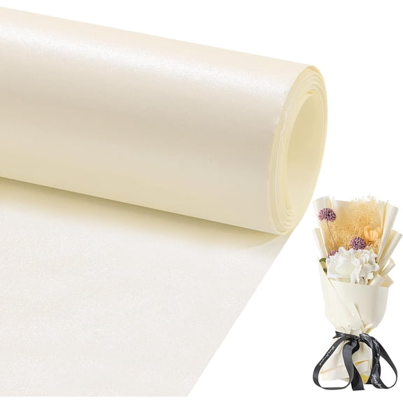 17.3in×39.4ft Matte Pearly Wrapping Paper, Off White Shimmer Gift Wrap for Party Holiday