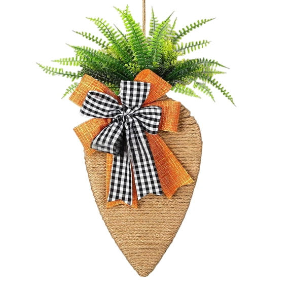 17.3in Easter Wreath Easter Carrot Wreath Sign for Front Door Wall Decorations for Outdoor Outside Porch,Spring Farmhouse Wooden Indoor Wall Hanging Door Decoration