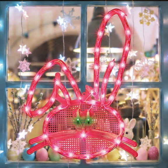 17" 40-LED Easter Light Pink Bunny Illuminated Ornament Indoor Festive Home Decor