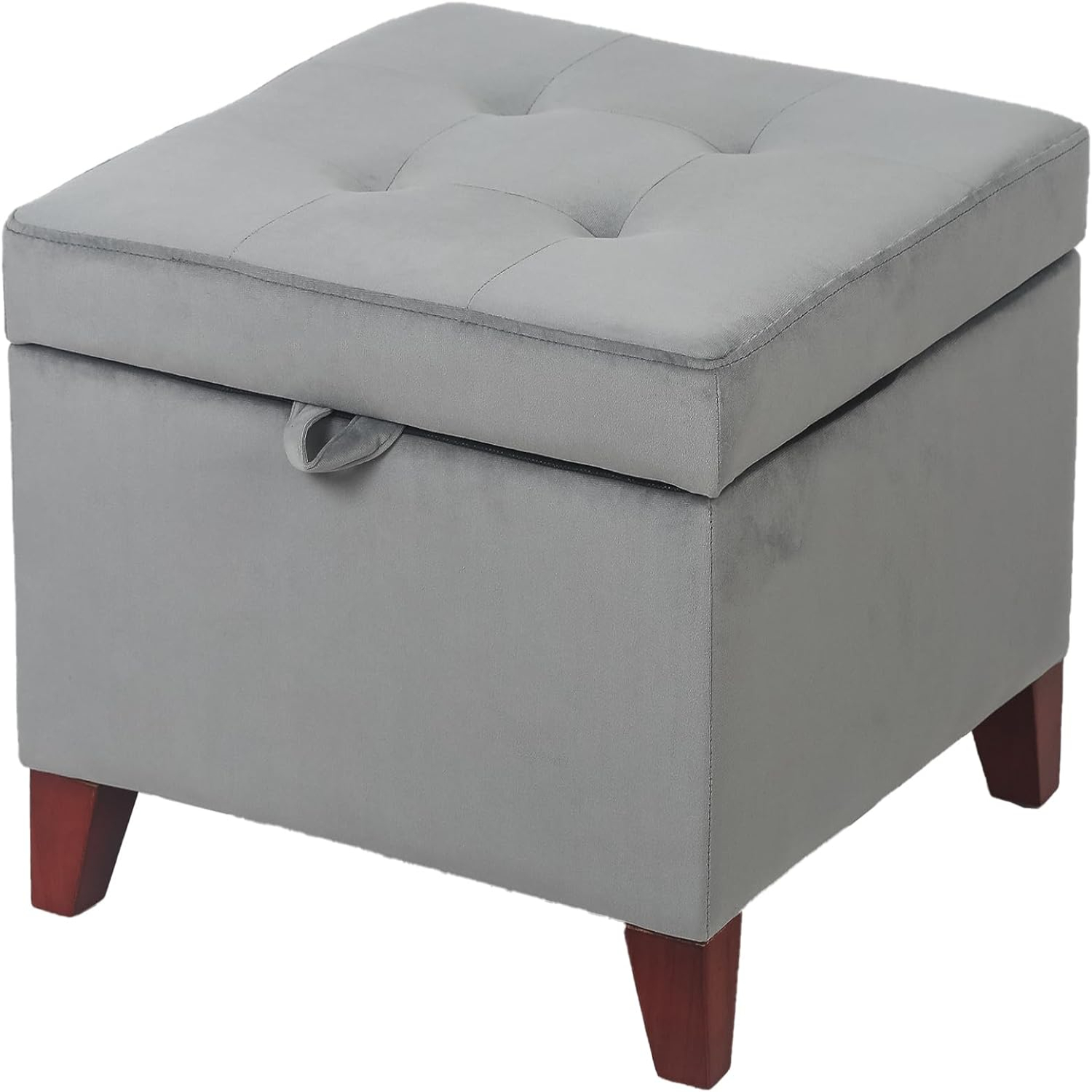 17.5" Faux Leather Ottoman with Hinged Lid 14 Inch High Cube Foot Stool