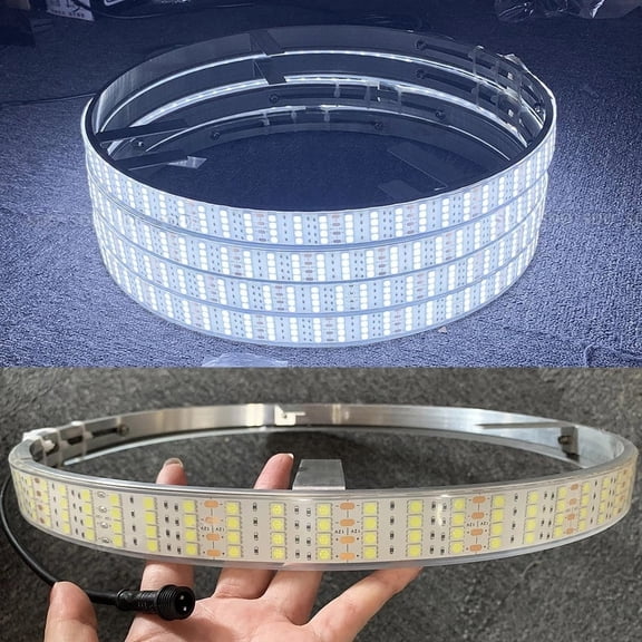 17.5" Brightest Quad Row Super Bright Pure White Wheel Rim Lights Strobe Flash Breath LEDs Tire Rings Light Off-Road Lightins For Truck Car Vehicle Bluetooth Control