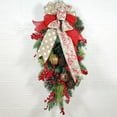 thumbnail image 1 of 17.5" Christmas Wreaths Artificial Upside Down Tree Weaths for Front Door Hanging Xmas Tree with Decorative Bows Bells Rattan Balls Berries Christmas Ornaments Christmas Swag Holiday Home Decor, 1 of 7