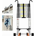 thumbnail image 1 of 17.5 FT Heavy Duty Telescoping Ladder, 330 lbs Capacity with Stabilizer Bar, Wheels & Top Hooks | Multi-Purpose Collapsible Ladder for Home, Construction and Outdoor Use, 1 of 10