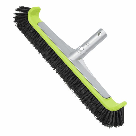WaterJingle 17.5 in Heavy Duty Pool Brush with Aluminum Back, Curved Wall Scrubber (Pole Not Included)