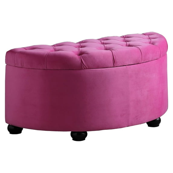 ORE International 17.5" Tall Polyurethane Half Moon Storage Bench in Pink