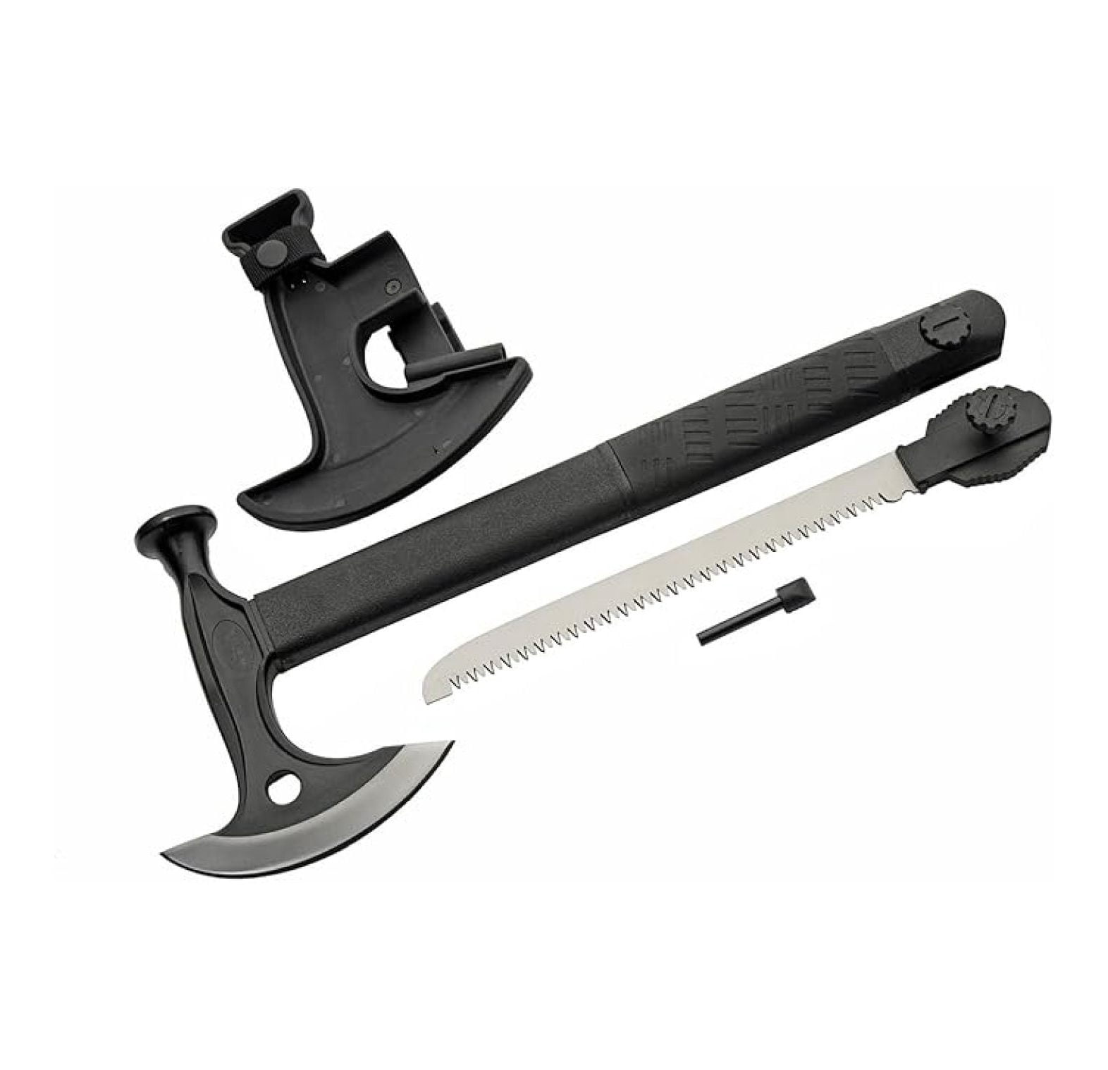 17.5-Inch Hiker's Hatchet – Multi-Tool Axe with Saw, Fire Starter, Hammer, and Nylon Fiber Handle – Includes Sheath for Camping and Survival