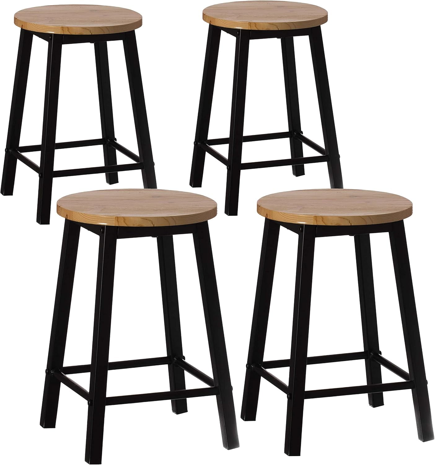 17.5Inch Rustic Round Solid Wood CounterHeight Bar Stool with