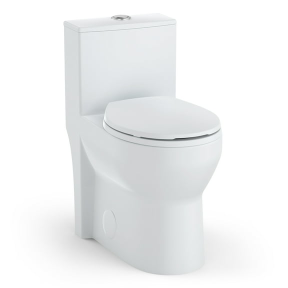 17.5 Inch Tall Toilet, One-Piece Round Toilet with ADA Comfort Chair Height Seat, Powerful 0.8/1.28L GPF Dual Flush, 12" Rough In High Bowl for Seniors, White