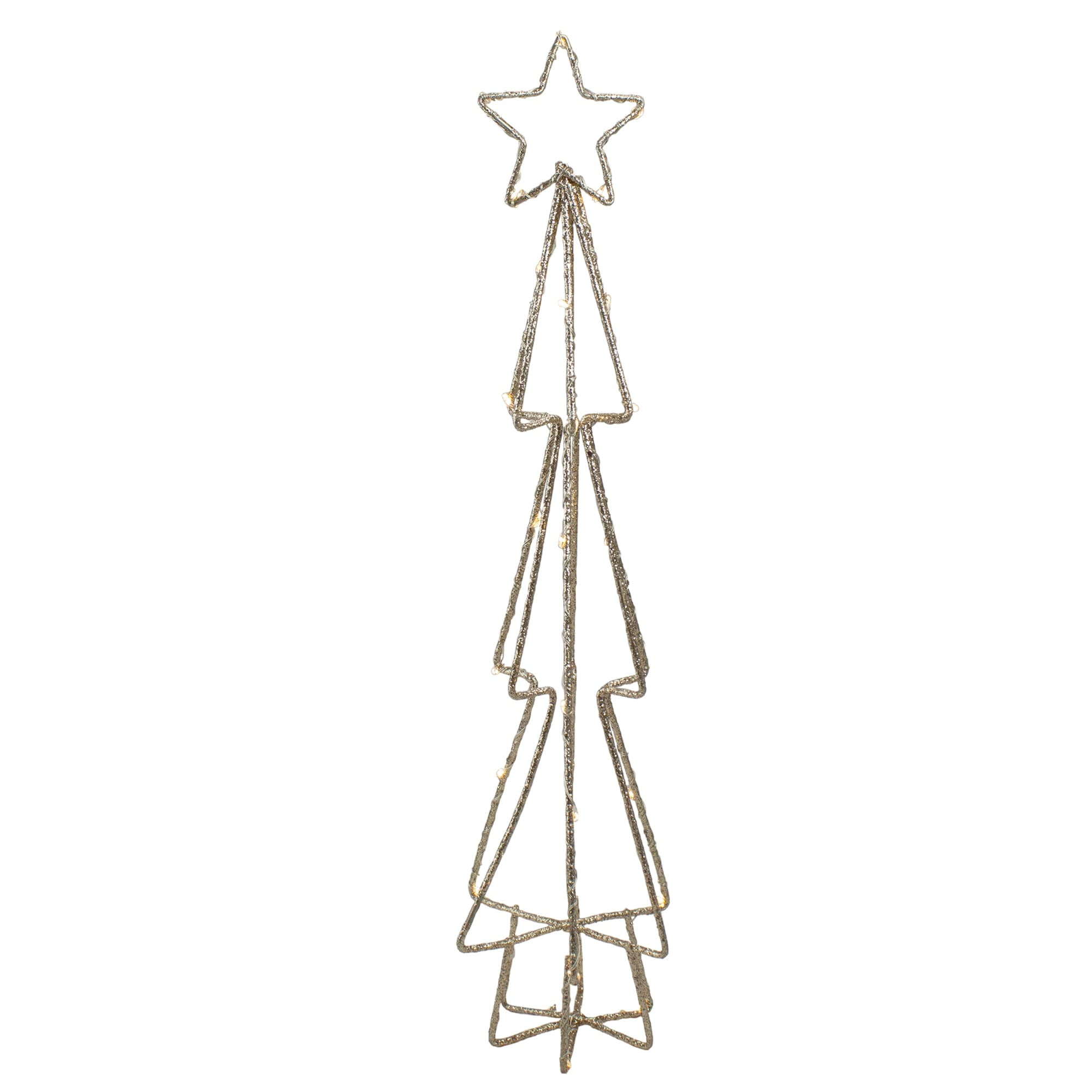 17.5" LED Lighted B/O Gold Glittered Wire Christmas Cone Tree - Warm White Lights